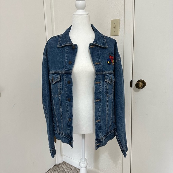 Brighton Embroidered Heart Patch Denim Jacket Sz M Oversized - Picture 1 of 12